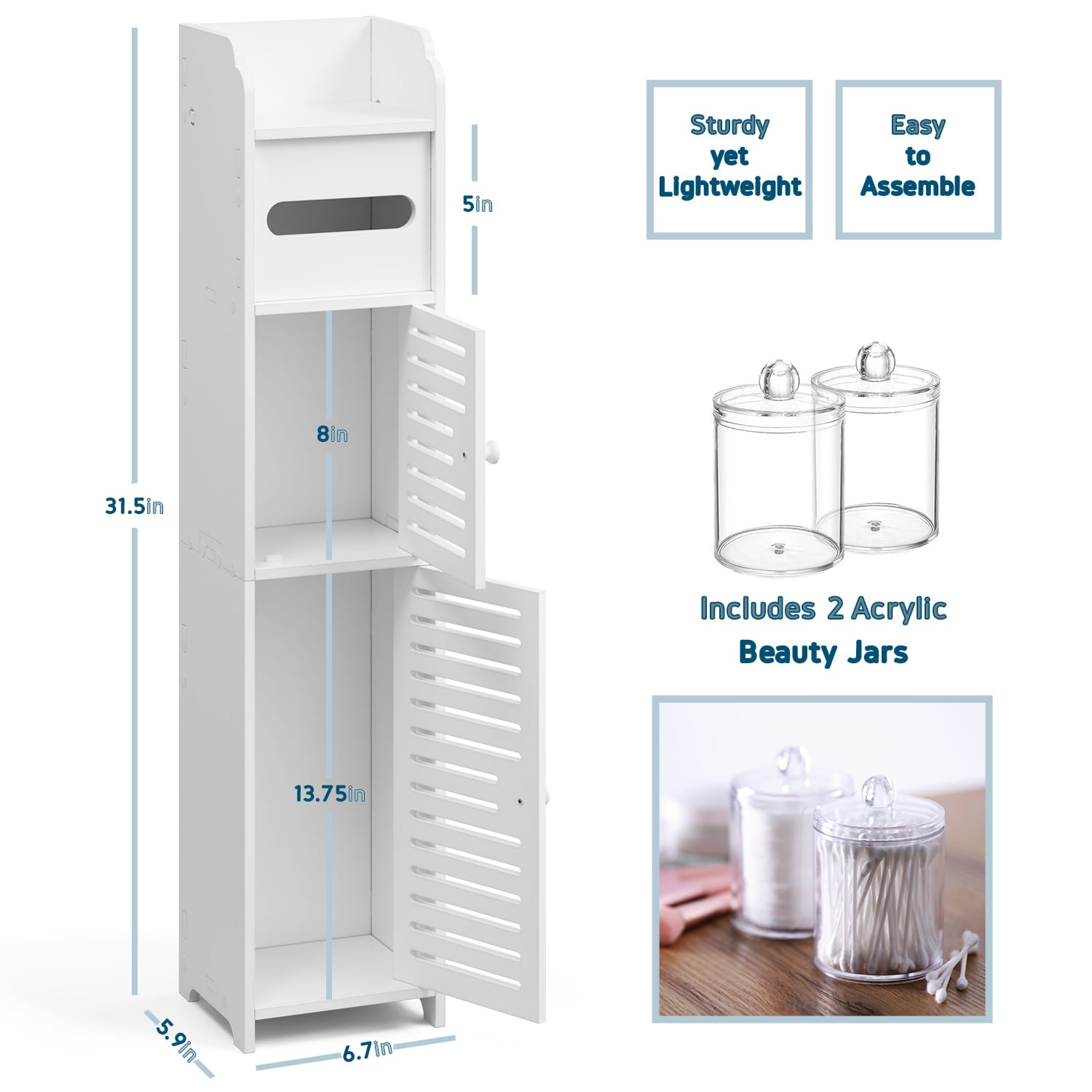 Bathroom Slim Linen Tower Storage Cabinet