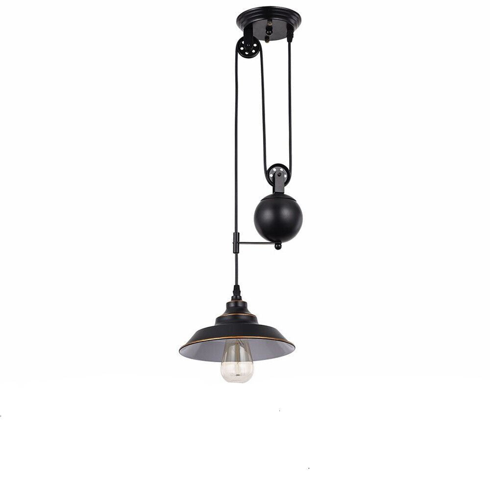 Farmhouse Rustic Light Indoor Pulley Pendant Light