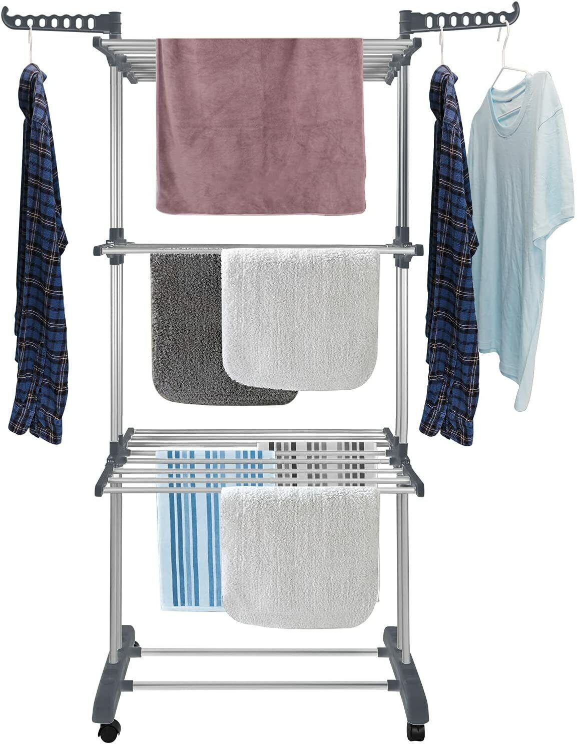 4 Tier Clothes Drying Rack Folding Hanger Stand Organizer