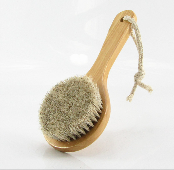 Natural Bristle Wooden Handle Shower Bath Scrubber