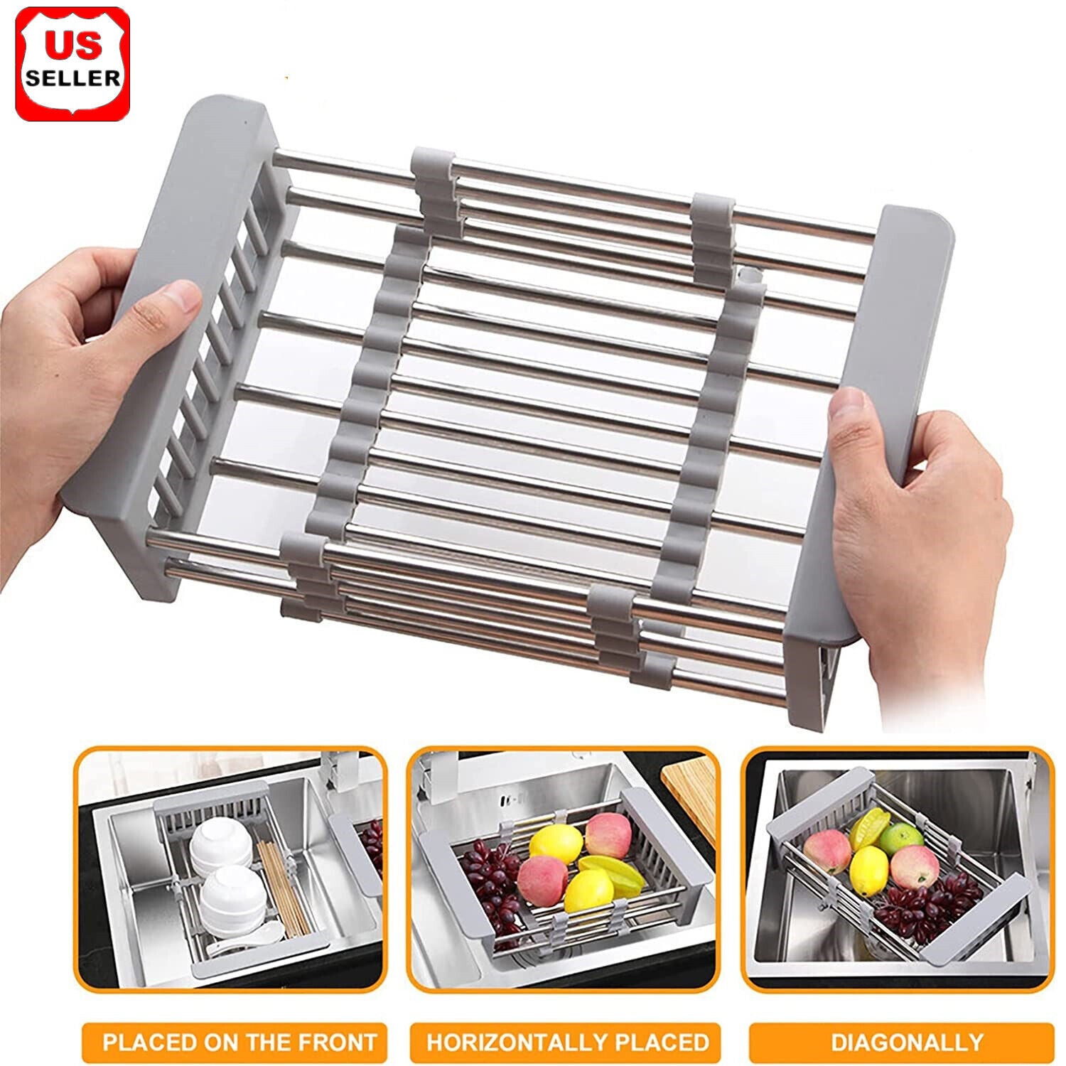 Adjustable Stainless Steel Kitchen Dish Drying Sink Rack