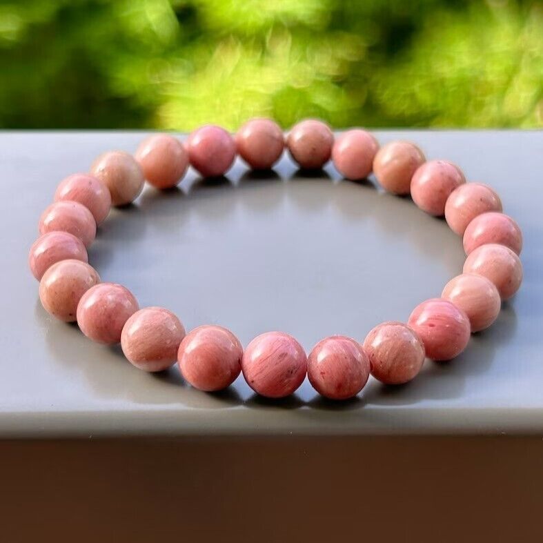 Rhodonite Quartz Pink Crystal Bead Healing  Bracelet