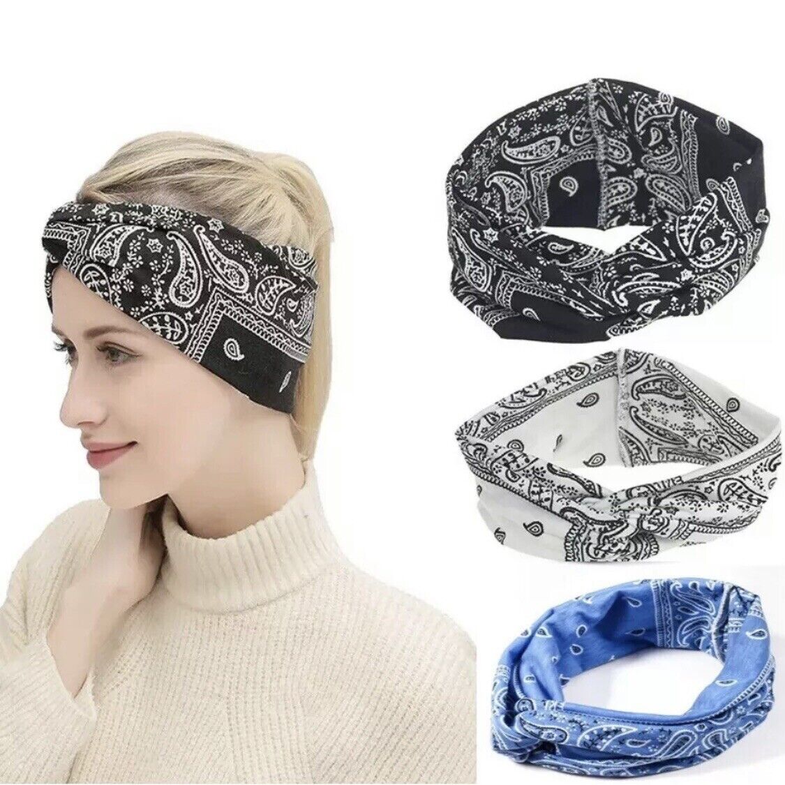 3 Packs Bandana Headband Hairband