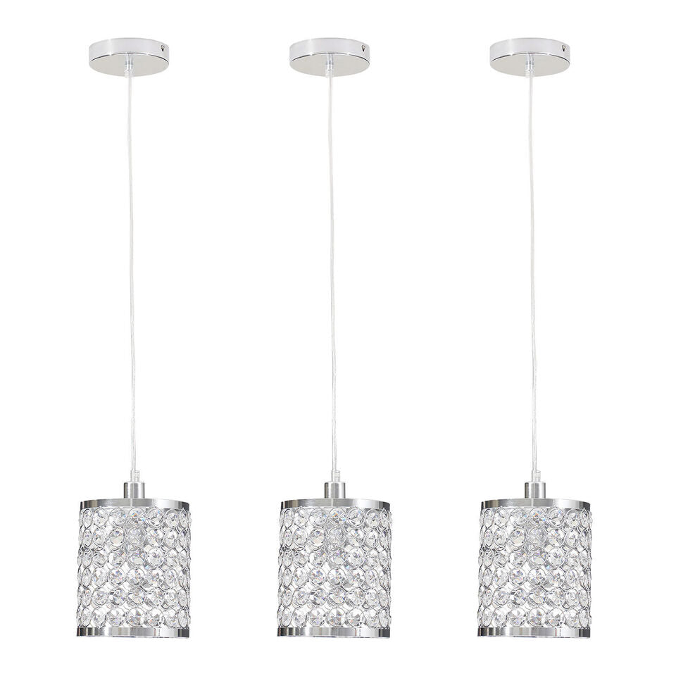 3 Pack Modern Chrome Crystal Pendant Lighting