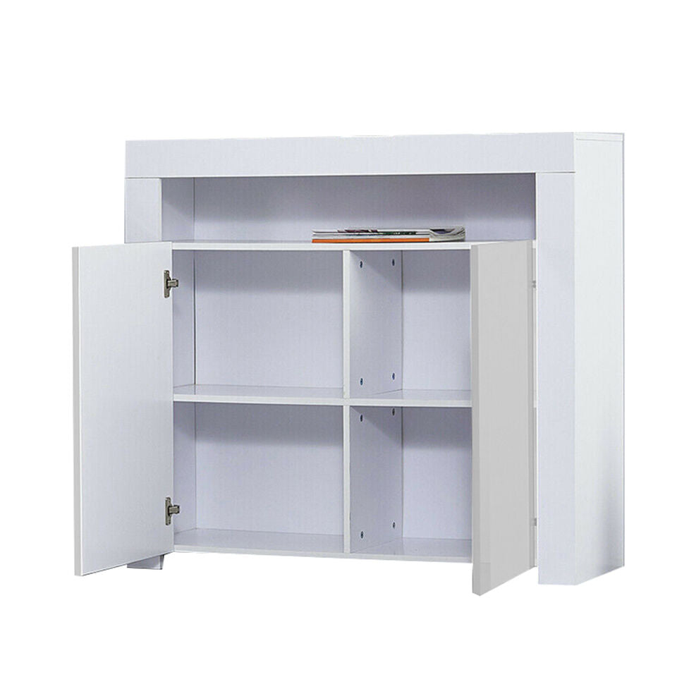 Modern High Gloss Buffet Sideboard w/ LED Light Storage Cabinet