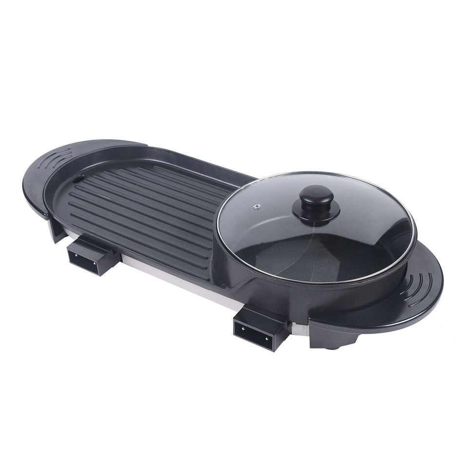 2 in 1 Electric Non-Stick Grill Hot Pot