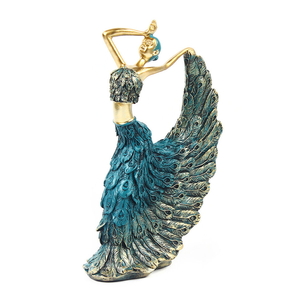 Dancing Figurine Peacock Abstract Resin Sculpture