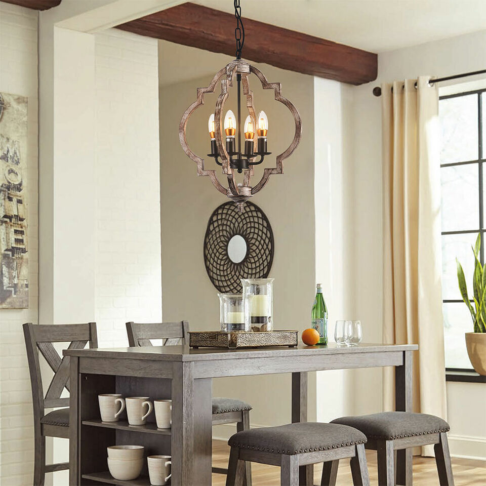 Rustic Wood Dining Room Ceiling Light