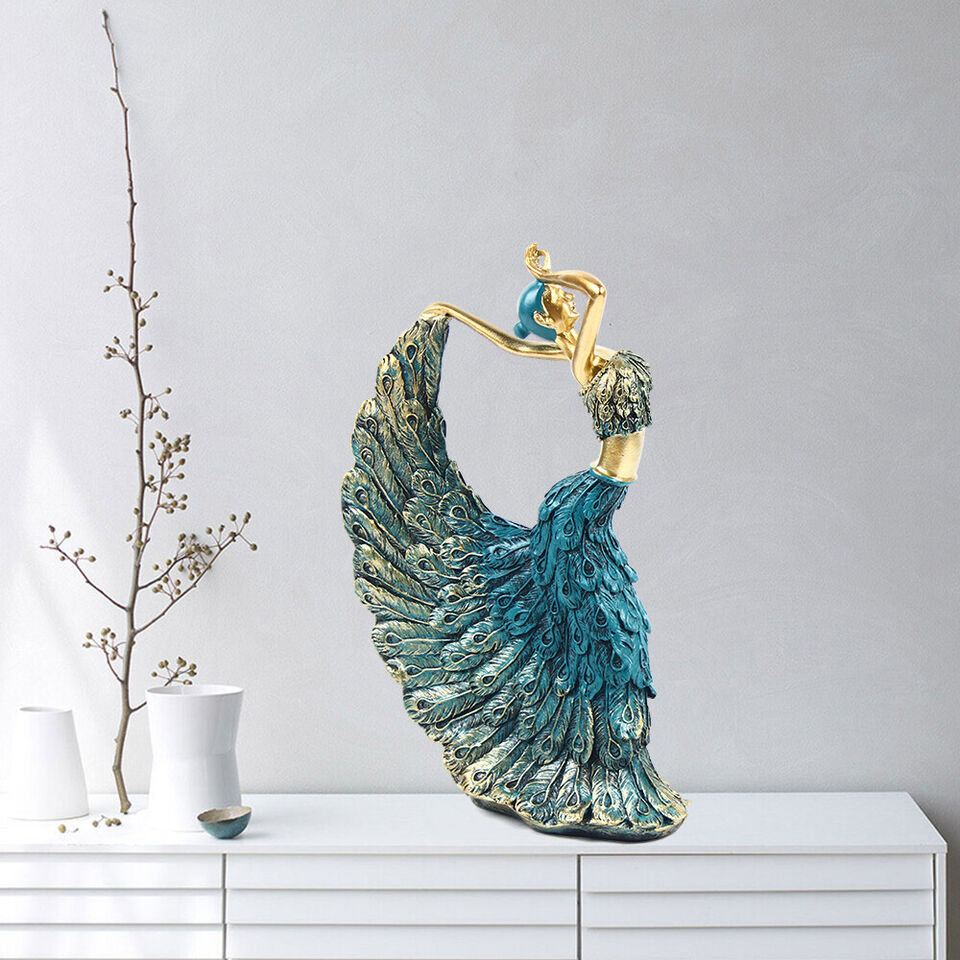 Dancing Figurine Peacock Abstract Resin Sculpture