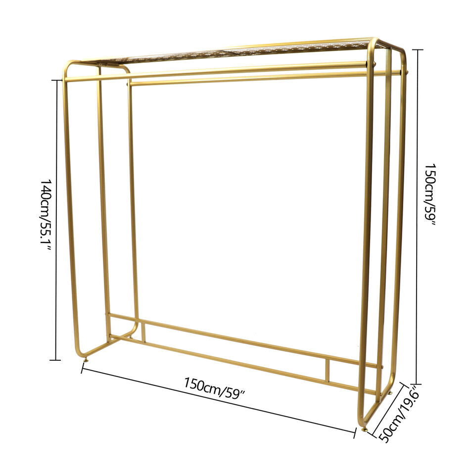 Retro Boutique Garment Rack in Gold