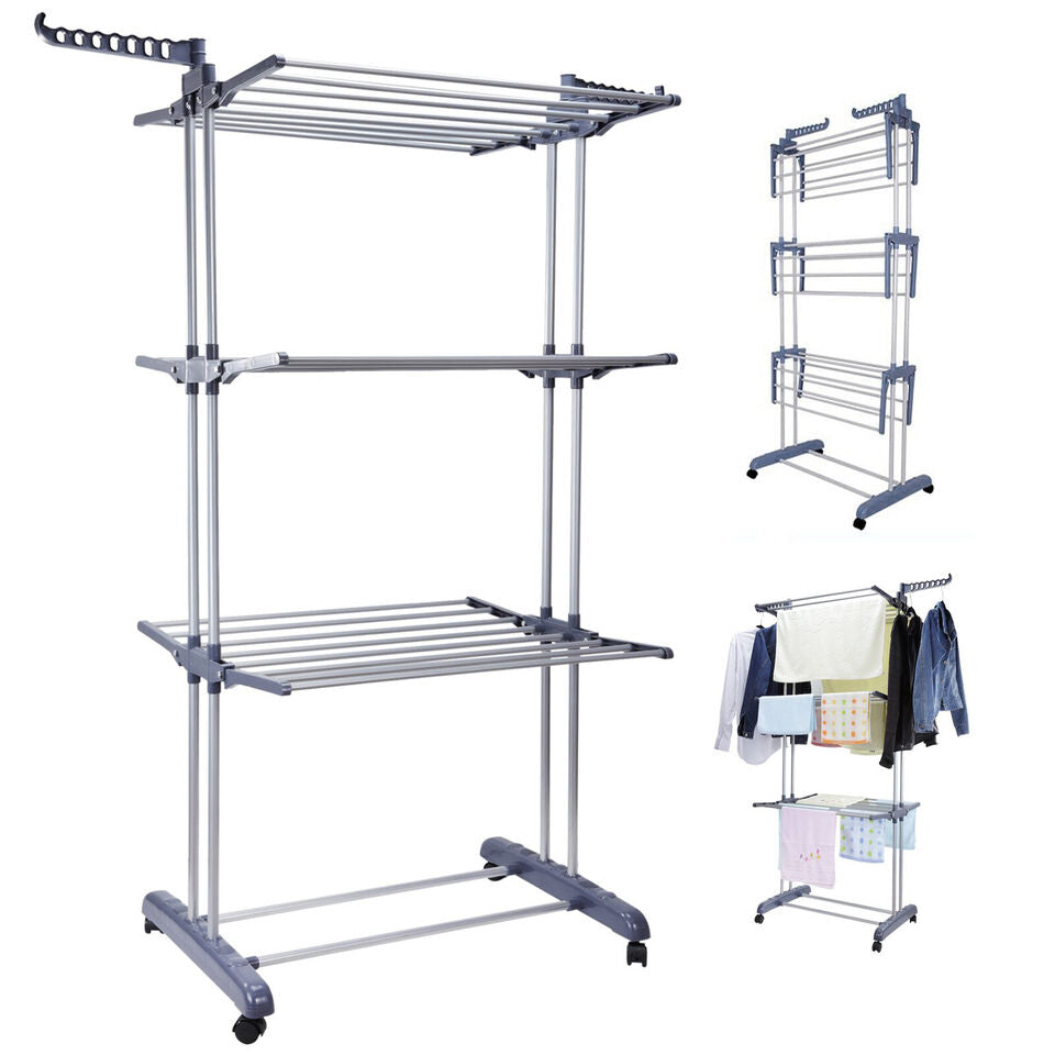 4 Tier Clothes Drying Rack Folding Hanger Stand Organizer