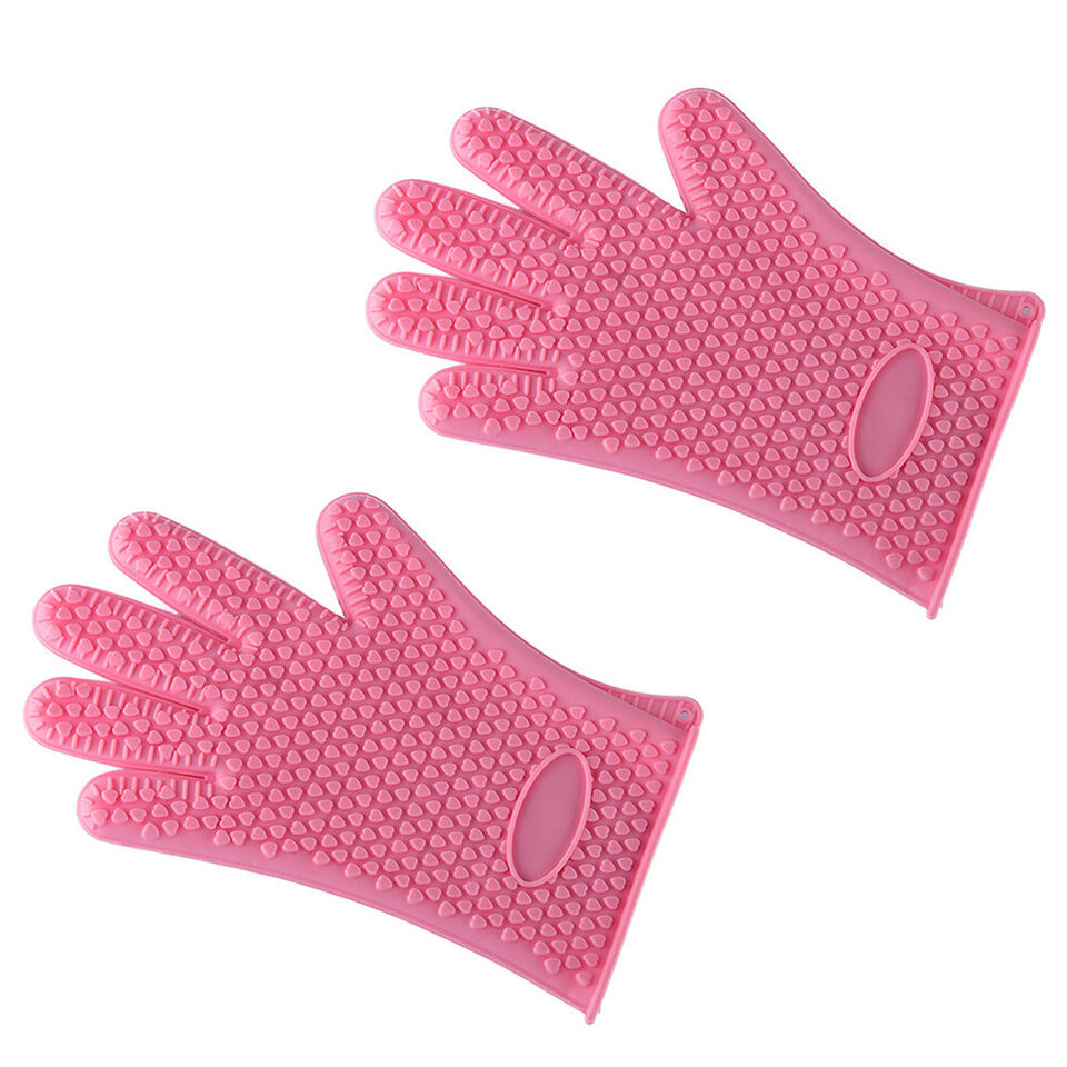 1 Pair Silicone BBQ Heat Resistant Gloves Grill Pot Holder