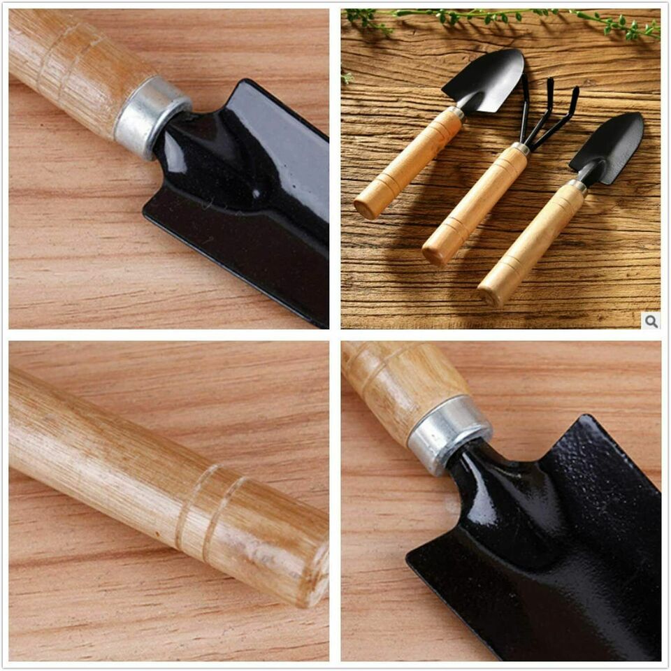 Mini Wood Handled 3-Piece Gardening Tool Set