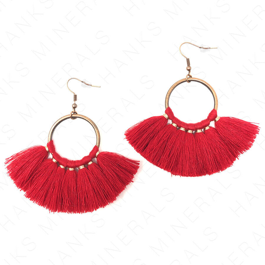 Hoop Fan Tassel Earring