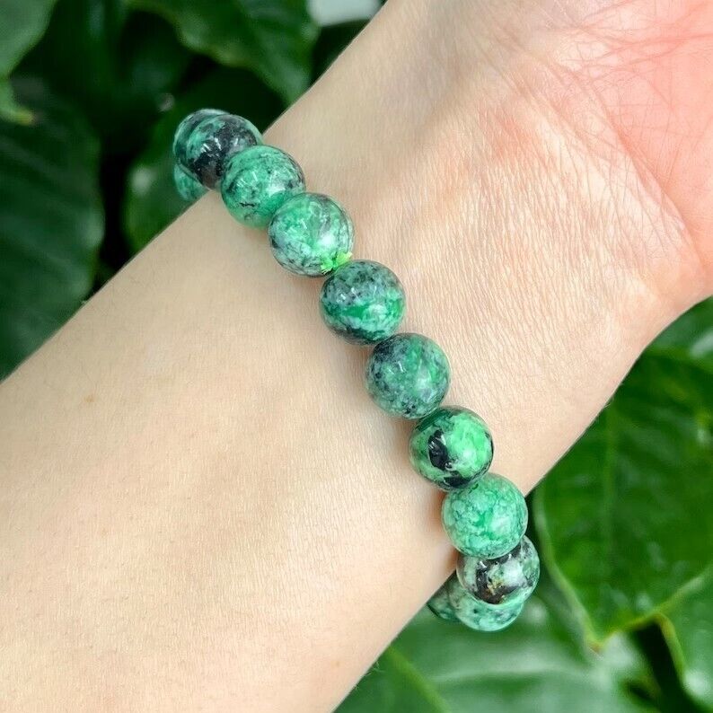 Green Variscite Stone Round Beads Bracelet