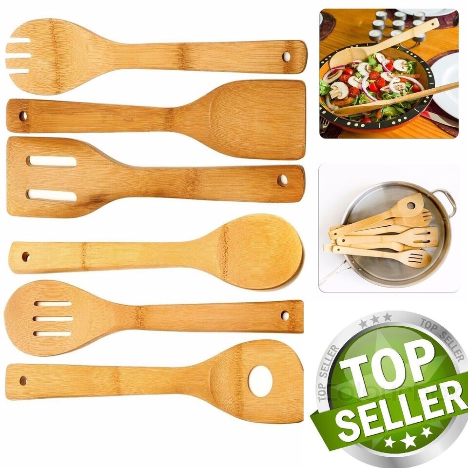 6 Piece Wooden Cooking Utensil Set