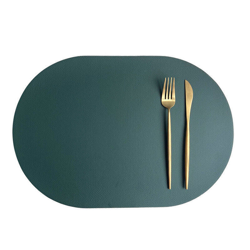 Set of 2 Kitchen Dining Table Oval Leather Placemats