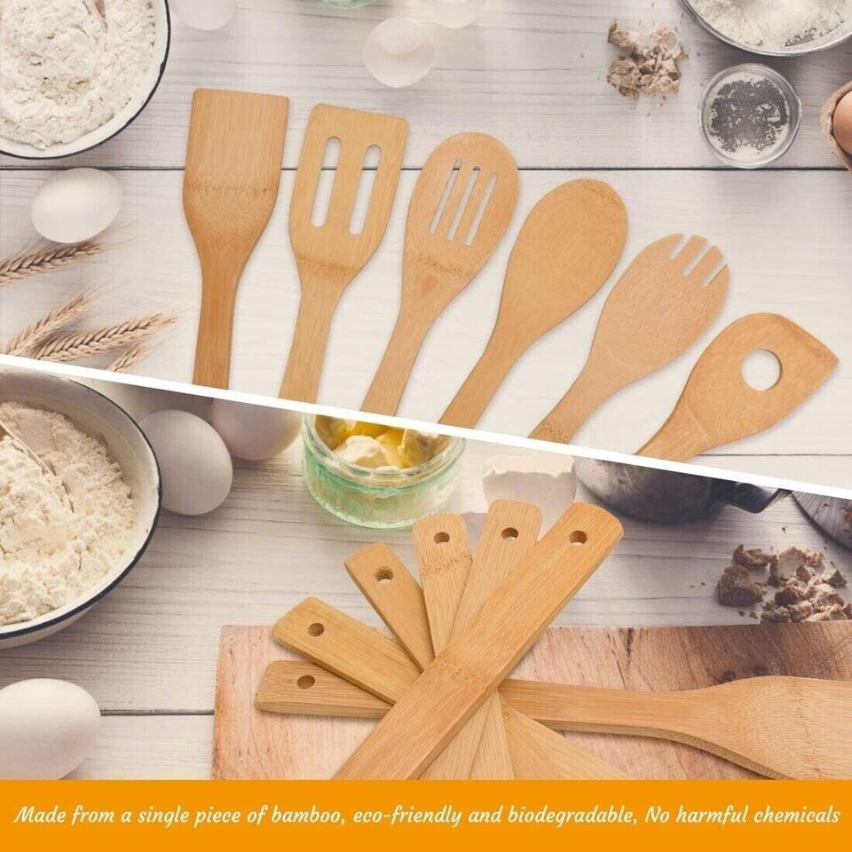 6 Piece Wooden Cooking Utensil Set