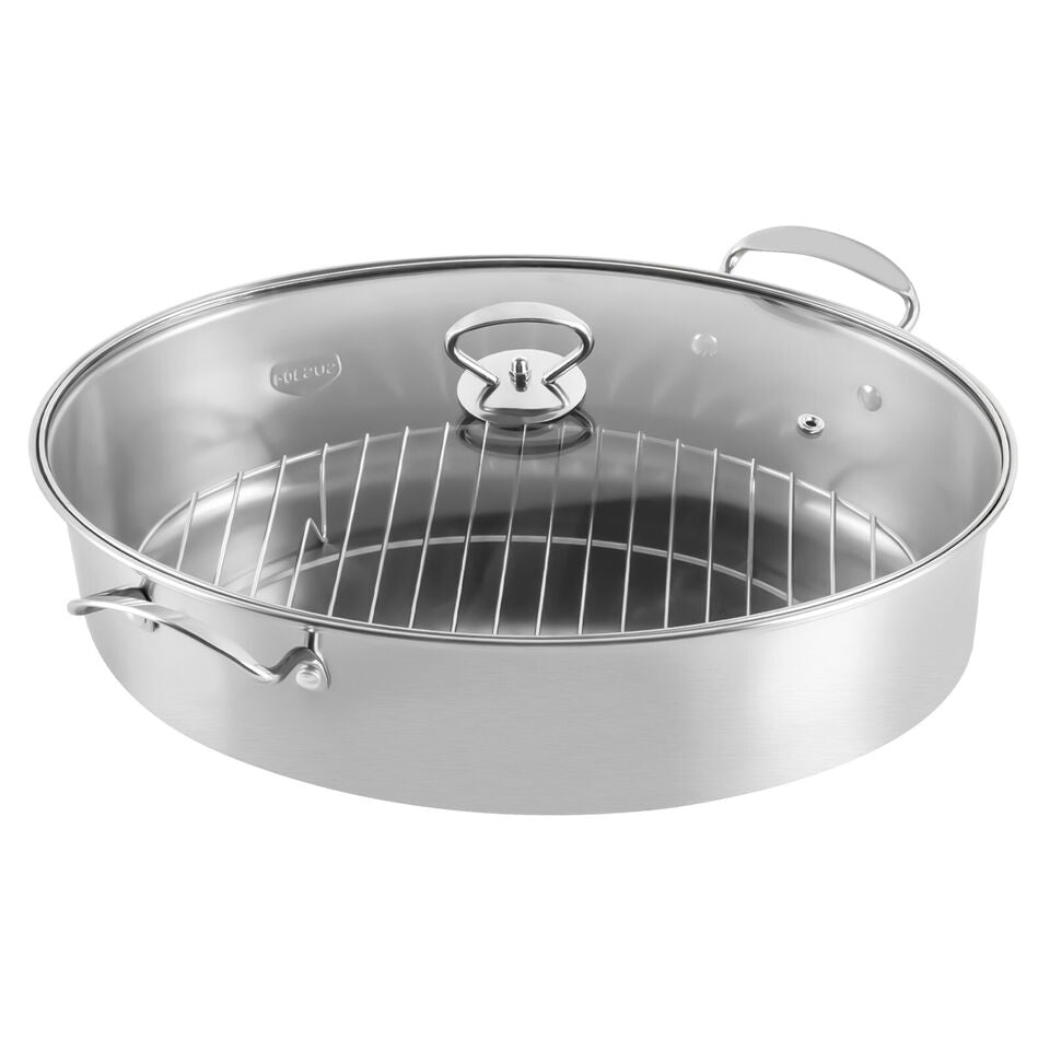 Stainless Steel Oval Roaster Multifunctional Fish Steamer Roasting Pan