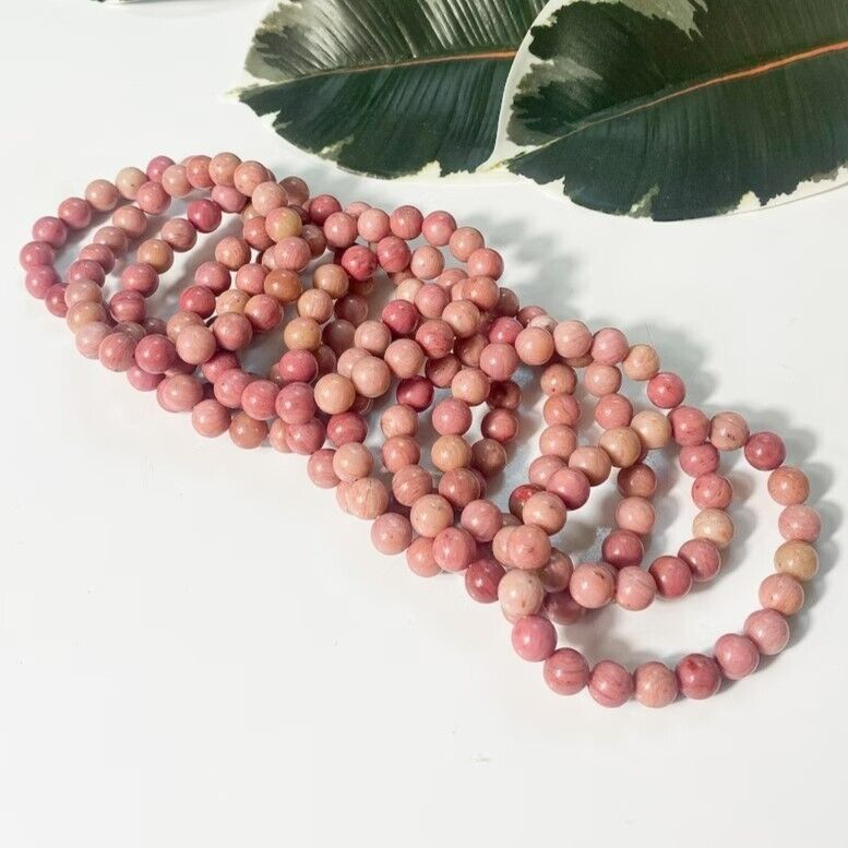 Rhodonite Quartz Pink Crystal Bead Healing  Bracelet