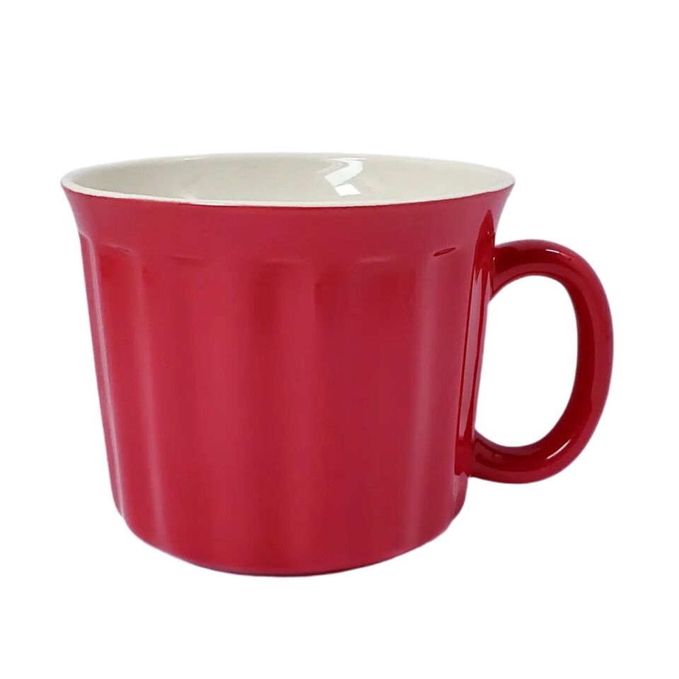 Set of 2 Red Ceramic Mug with Handles