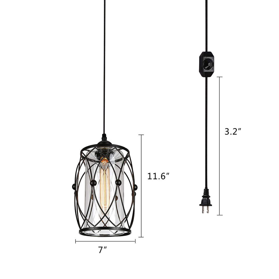 Industrial Plug in Pendant Light Hanging Lamp