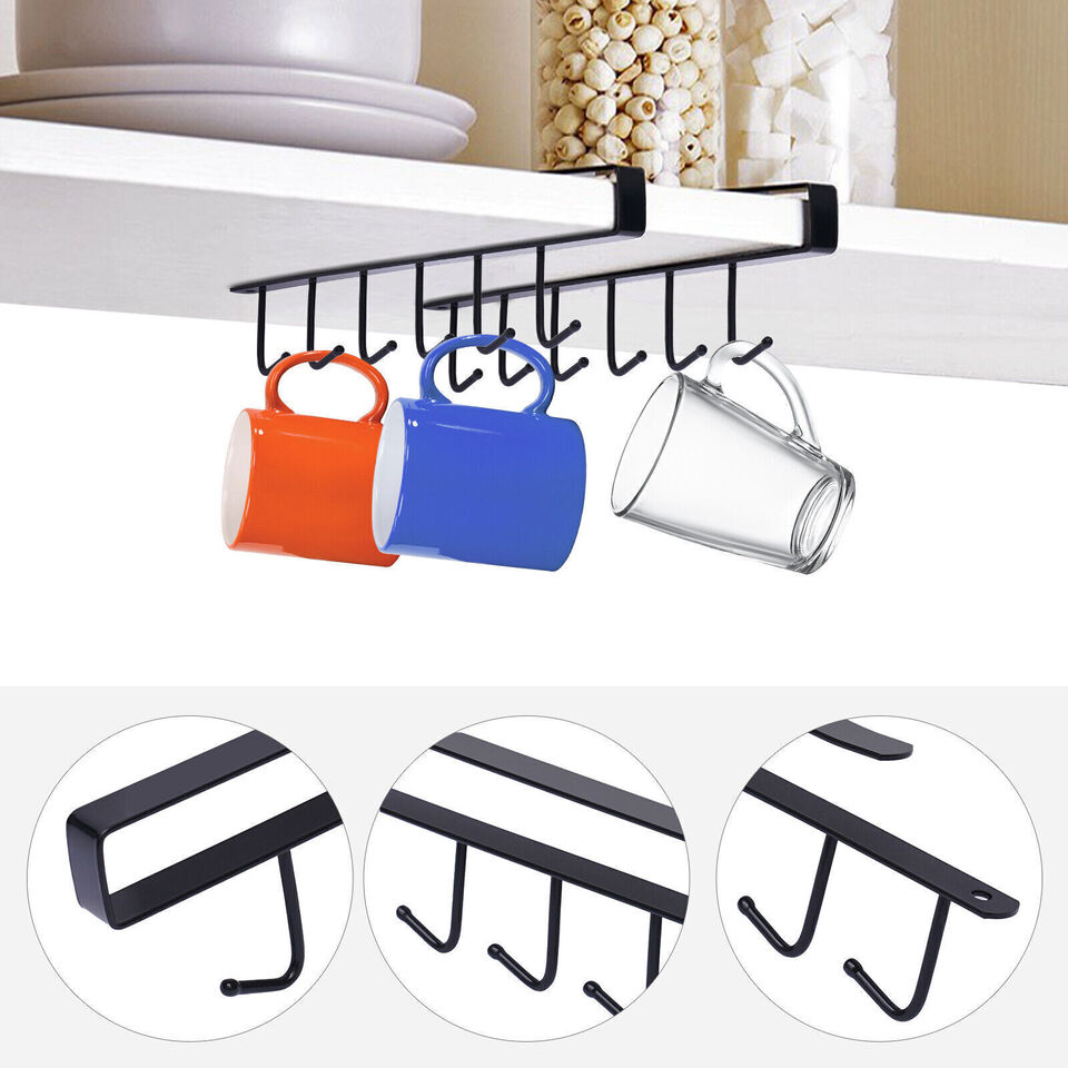 2Pcs Under Shelf Coffee Cup Mug Holder