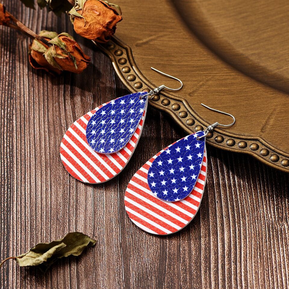 American Flag Dangle Earrings
