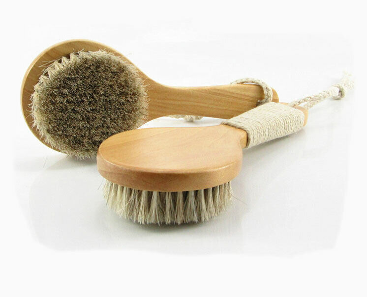 Natural Bristle Wooden Handle Shower Bath Scrubber