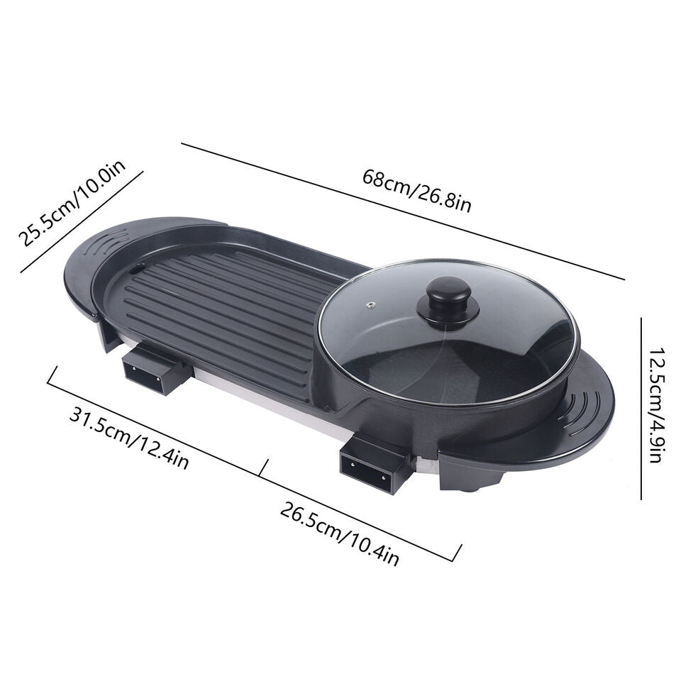 2 in 1 Electric Non-Stick Grill Hot Pot