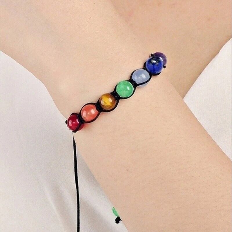 7 Chakra Natural Stone Round Beads Bracelet