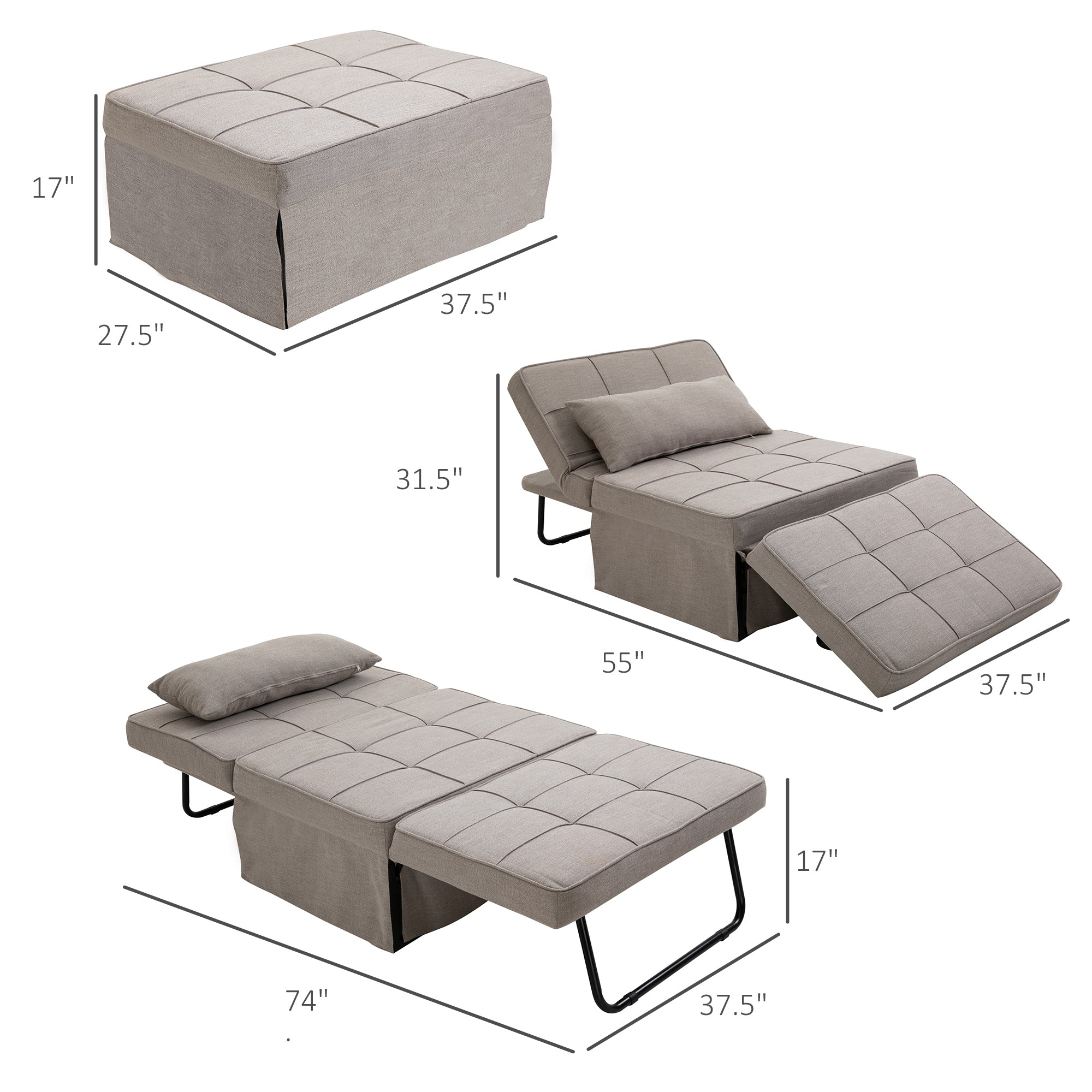 Adjustable 2 Person Convertible Sofa Bed