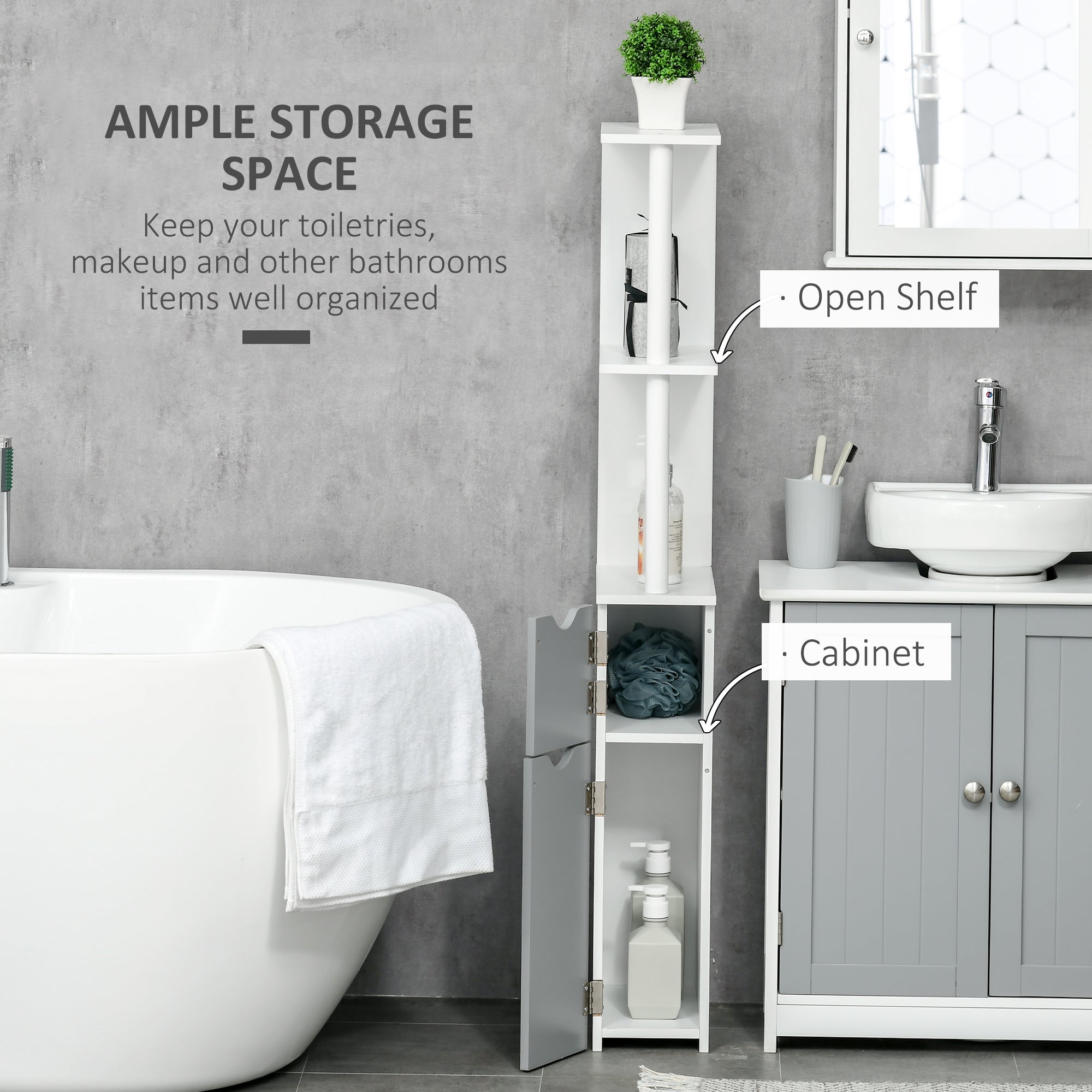 Bathroom Storage Slim Tower Cabinet