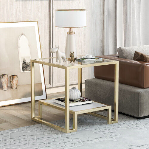 Glass Sofa Side Table End  Bedside Table