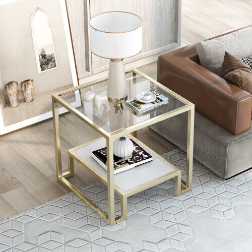 Glass Sofa Side Table End  Bedside Table