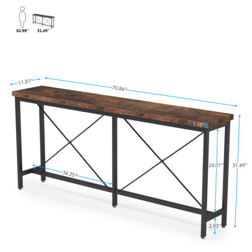 Wood Extra Long Behind Couch Entryway Console Table