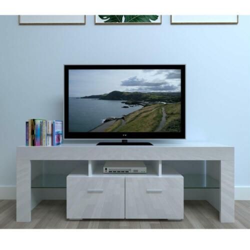 High Gloss White TV Unit Cabinet Stand w/LED Lights