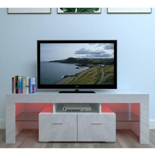 High Gloss White TV Unit Cabinet Stand w/LED Lights