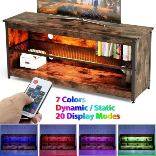 TV Stand Console Table with LED & Mesh Shelf