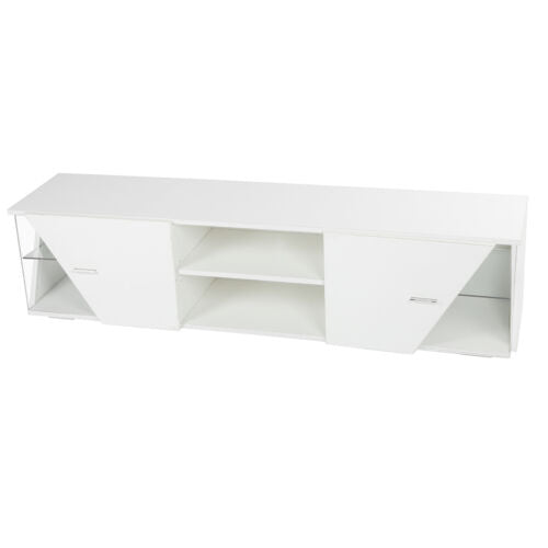 TV Stand Unit Cabinet w/ LED Light Shelf Furniture