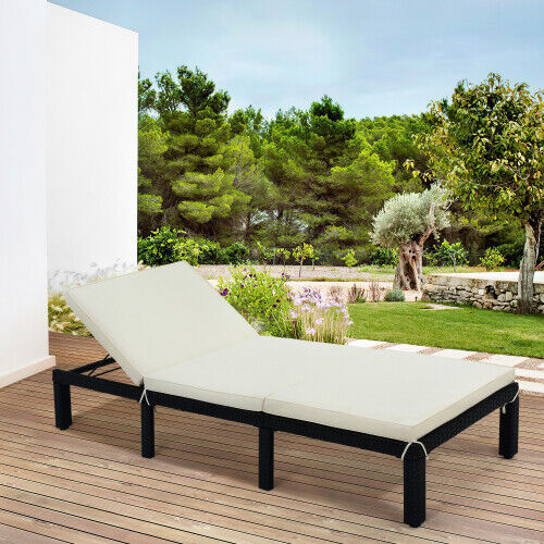 Pool Side Chaise Lounge Wicker Chair Outdoor Bed