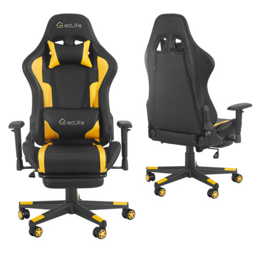 Lumbar Massage Footrest Gaming Chair