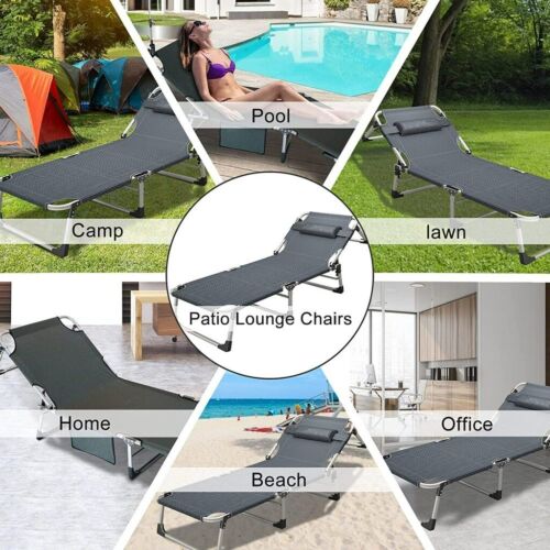 Folding Chaise & Mat Lounge Chair Cots 4-fold Bed