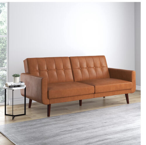 Camel Faux Leather Home & Garden Sofa