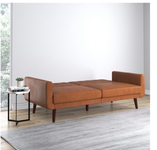 Camel Faux Leather Home & Garden Sofa