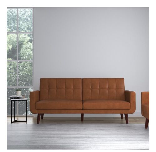 Camel Faux Leather Home & Garden Sofa