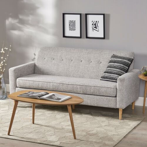 Stratford Mid Century Modern Fabric 3 Seater Sofa