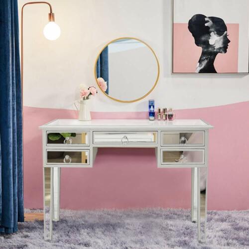 5 Drawer Mirrored Glass Modern Table