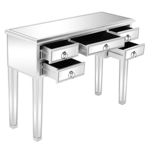 5 Drawer Mirrored Glass Modern Table