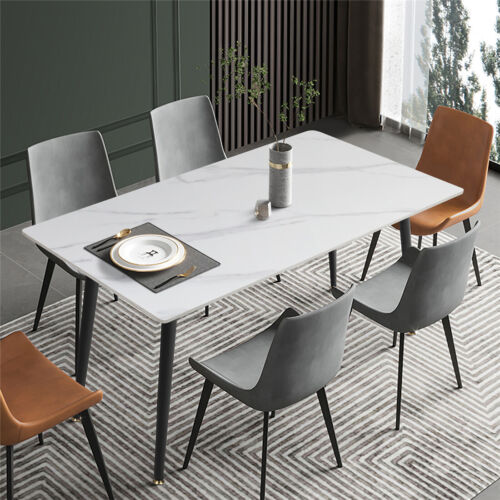 6-Seat Antimicrobial Real Marble Dining Table